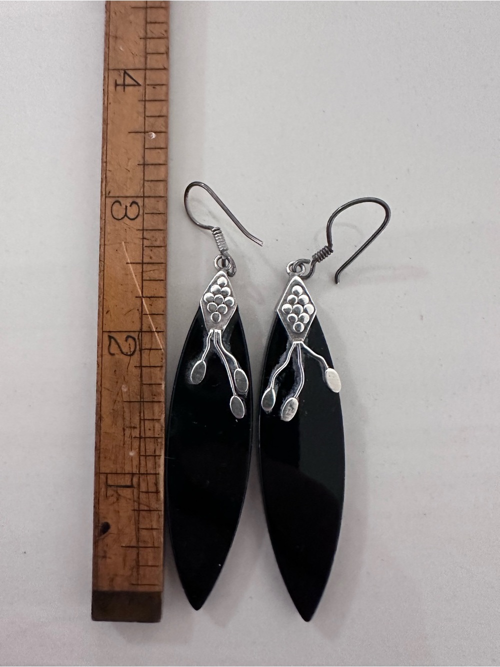 VTG SILVER & ONYX DROP EARRINGS 🖤